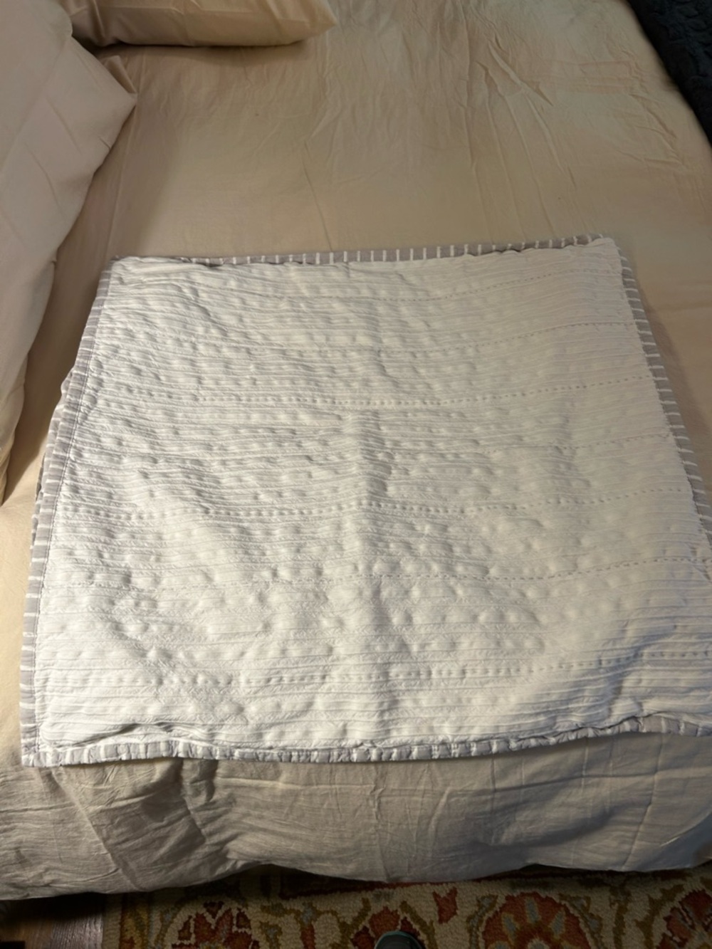 West Elm Euro Shams Set of 2 Gray White 26x26 Cotton